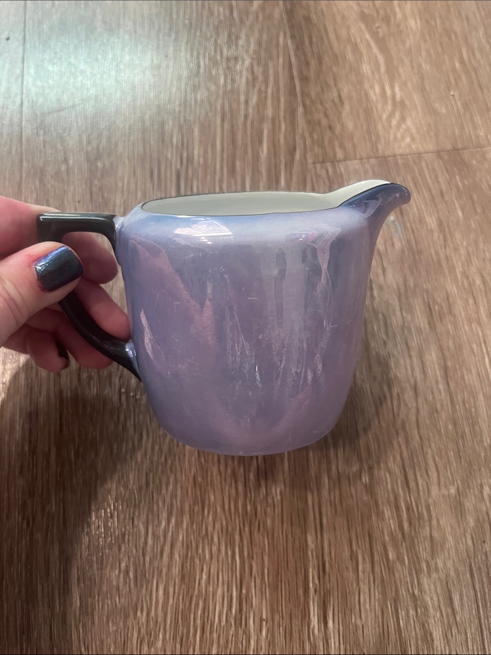 Lavender Ceramic Creamer with Black Handle - Elegant Tabletop Pourer